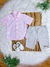 Conjunto Meninos Camisa Rosa Mescla Bermuda Bege Casual (1338RB)