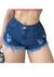 Shortinho CurtoJeans Escuro Feminino Barra Desfiada
