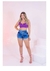 Short Jeans feminino curto na lateral com lycra - Milook Modas