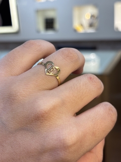 Anel Ouro 18k Coração Letra E