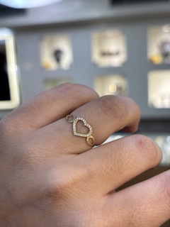 Anel em Ouro 18k Coração com Zircônias