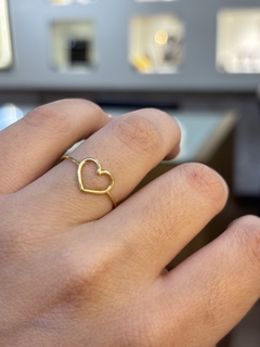 Anel Coração Vazado Ouro 18k