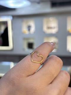 Anel Ouro 18k Coração vazado