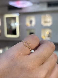 Anel Coração Ouro 18k Zircônias