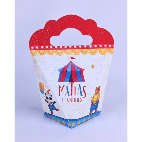 Caixinha Circo Encantado Modelo Coração Com Alça de Papel Offset 180g - comprar online