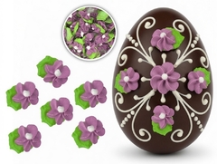 Flor de azucar durazno GRANDE con hoja X 10 UNIDADES - comprar online