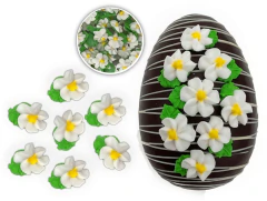 Flor de azucar durazno mediana con hoja X 10 UNIDADES - comprar online