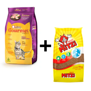 COMBO Quatree Gourmet Castrado Mix De Carnes 10kg + Areia Higiênica mitzi 4kg
