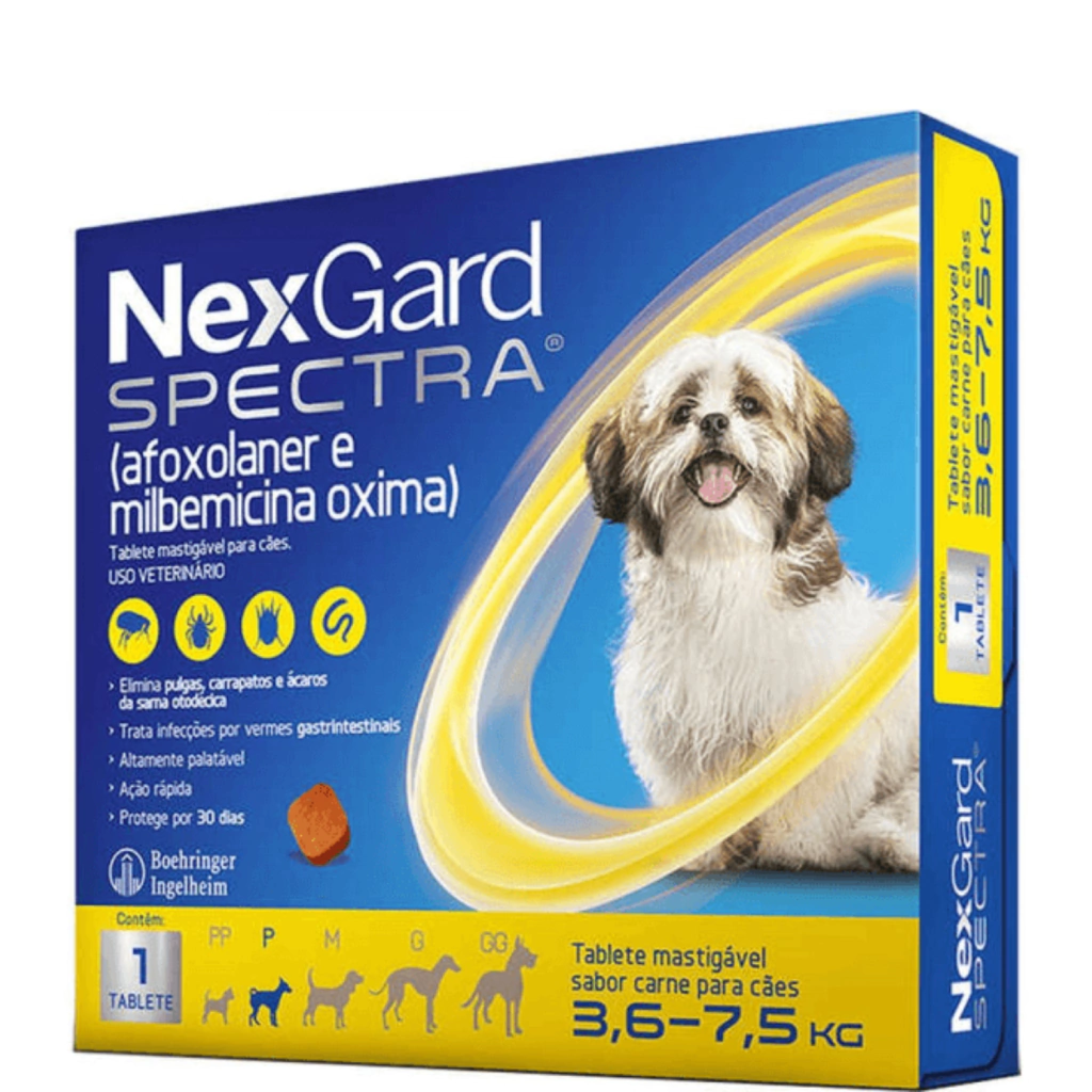 Antipulgas E Carrapatos Nexgard Spectra Para Cães C/1 fracionado - De 3,6 A 7,5 Kg