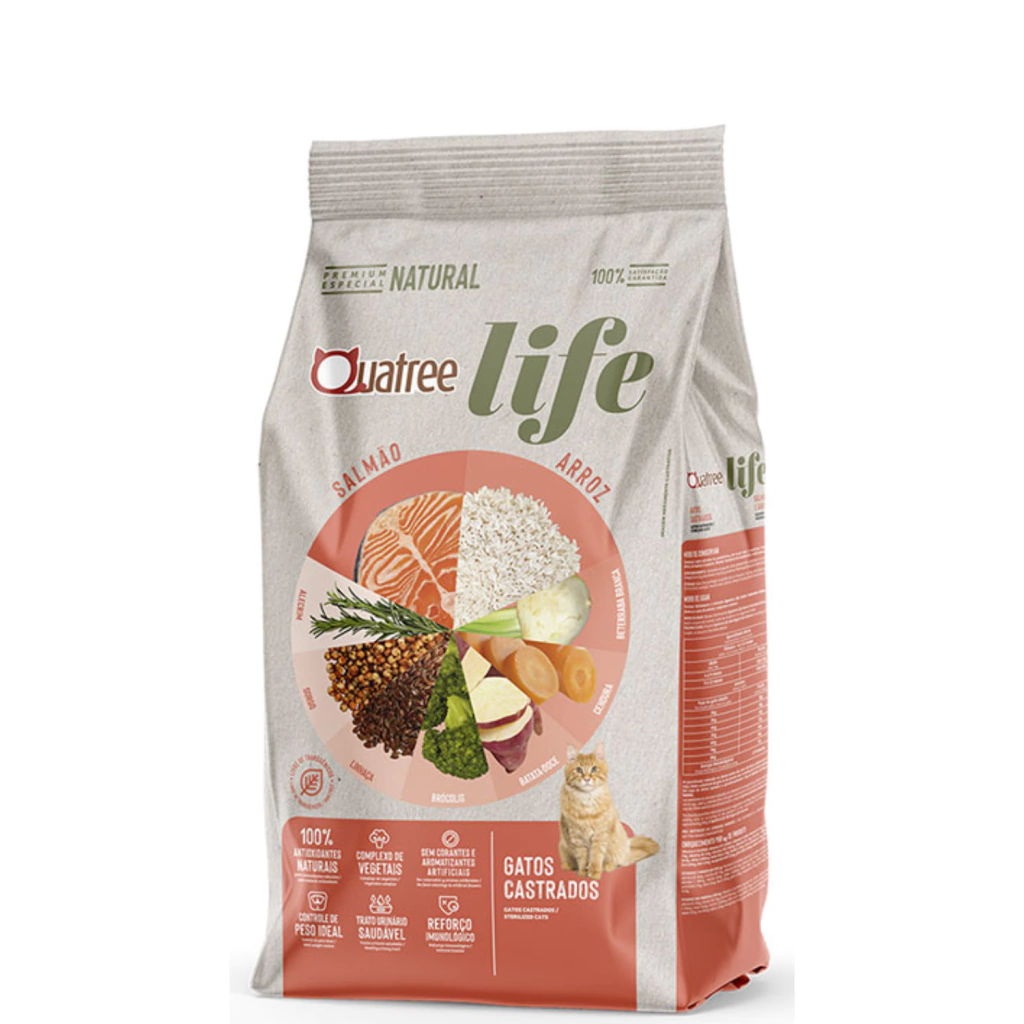 Quatree Life Gatos Castrados Sabor Salmão 1kg