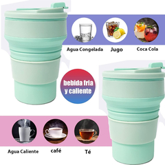 Vaso Termico Taza Plegable Silicona Retractil Home Office Turquesa - comprar online