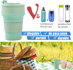 Vaso Termico Taza Plegable Silicona Retractil Home Office Turquesa - Rojas247