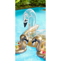 Inflable de pileta Cisne Dorado y Glitter 1.22m x 1.13m - Rojas247