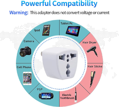 Adaptador Triple Enchufes Viajero Universal Reforzado