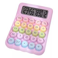 Calculadora Teclas Redondas 12 Digitos Rosa