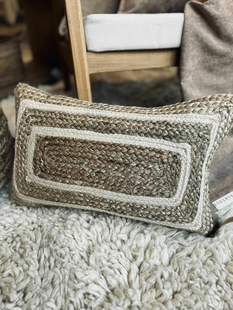 Almohadón yute trenzado combinado con natural - comprar online
