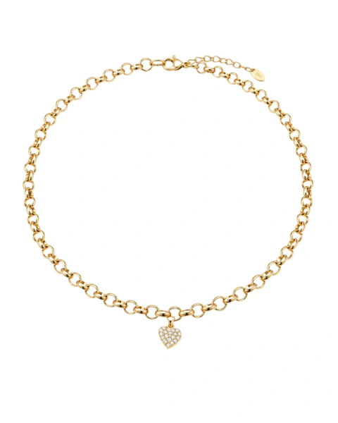 Choker Elo com Pingente Coração Cravejado