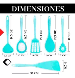 Set Utensilios Cocina Silicona X7 Piezas Soporte Giratorio Colores - tienda online