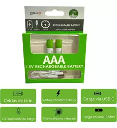 PILAS RECARGABLES AAA 1.5V - TIPO C / USB en internet