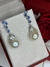 Brinco Safira com Perola e Diamante