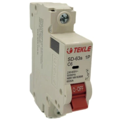 Disjuntor Termomagnetico Monopolar SD-63s 6A 1P Curva C - 6kA TEKLE