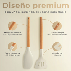 PROMO 2X1 Set X12 Utensilios de Silicona con Mango de Madera en internet