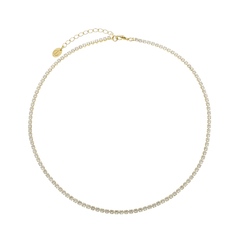 Colar Choker Zircônia Banhado Em Ouro