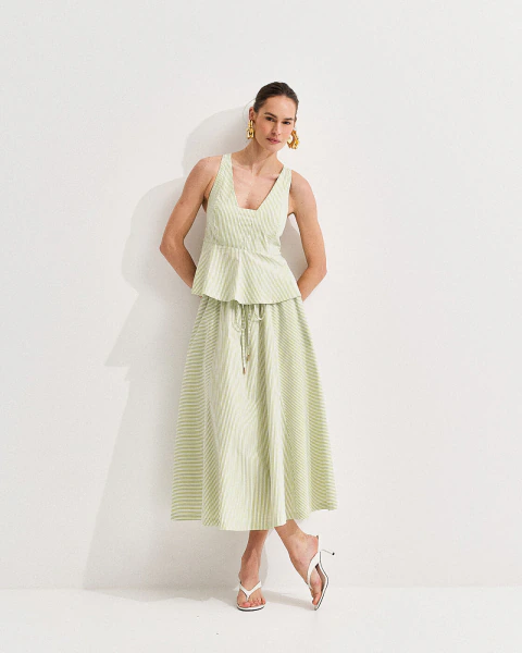 Blusa Peplum Decote V Lastex