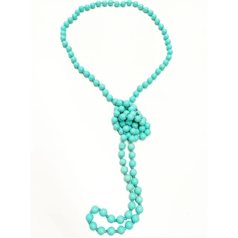 Colar Longo Bolas Azuis