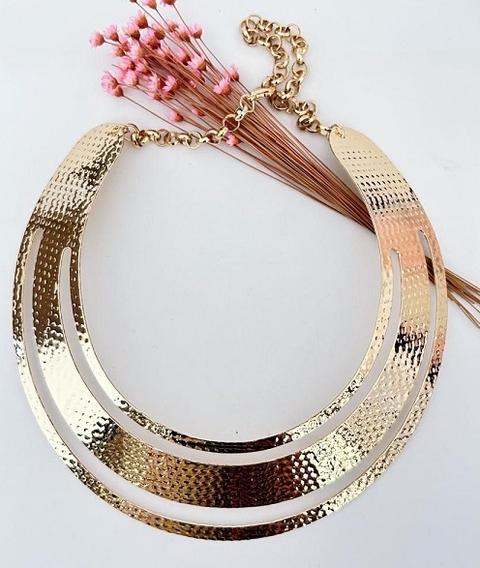 Maxi Colar Dourado Egípcio e Argola