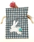 SACO TECIDO XADREZ COELHO E POMPOM 13cm