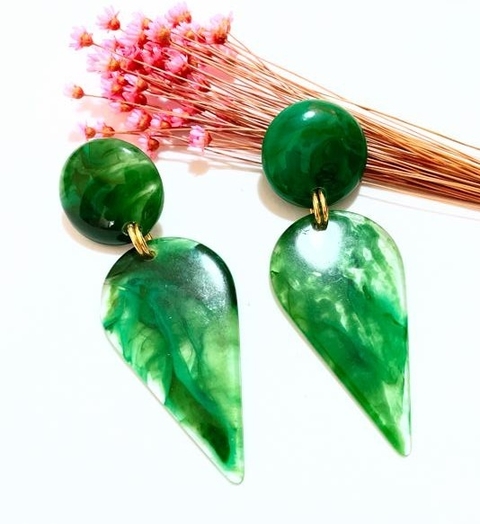 Maxi Brinco Acrilico Verde Mesclado