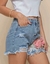 Bermuda Jeans com Flor em Tecido, Bordado e Lantejoulas