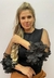 Blusa Manga Longa Tule e Detalhes Folhas Tecido e Tachas em Acrílico G