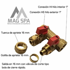 Manifold Colector PEX 2 Vías de 1 Pulgada a 16mm Rojo - comprar online