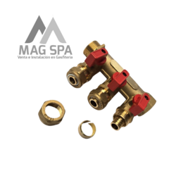 Imagen de Manifold Colector PEX 3 Vías de 3/4 a 16mm Rojo