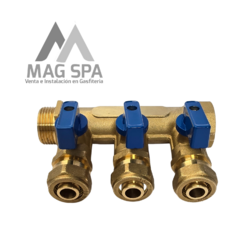 Manifold Colector PEX 3 Vías de 1 Pulgada a 16mm