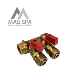 Manifold Colector PEX 2 Vías de 1 Pulgada a 16mm Rojo en internet