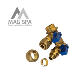 Imagen de Manifold Colector PEX 2 Vías de 1 Pulgada a 16mm Azul