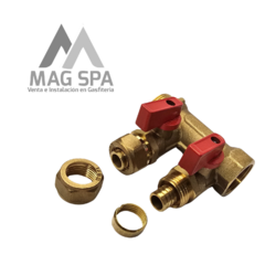 Imagen de Manifold Colector PEX 2 Vías de 1 Pulgada a 16mm Rojo