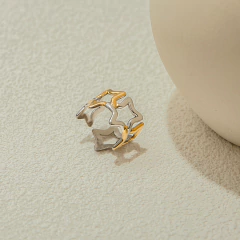 Anillo Estrella Dorado-plateado - comprar en línea