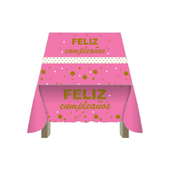 MANTEL CUMPLEAÑOS ROSA