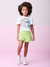 Conjunto Infantil Feminino Verão de Blusa e Shorts Stitch e Angel Strass Disney Momi