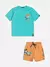 Conjunto Youccie Camiseta e Bermuda Azul Acqua e Laranja Mickey - Mini Closet