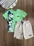 Conjunto Youccie Blusa Verde Mickey e Amigos e Short Bege