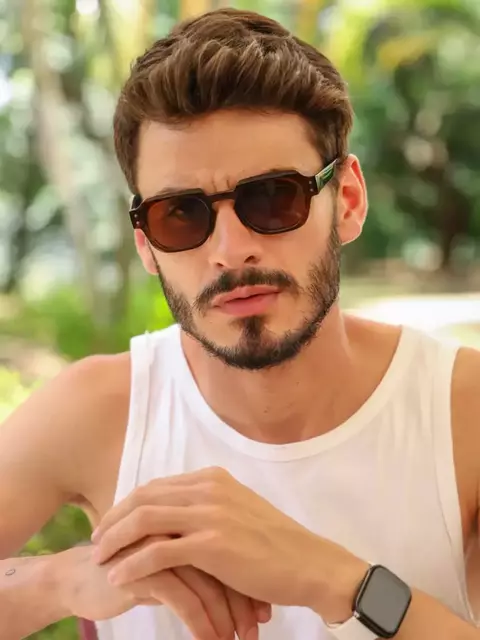 Óculos de Sol Masculino Manhattan- Marrom/Verde - comprar online