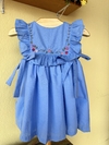 Vestido Pérola Bordado Azul