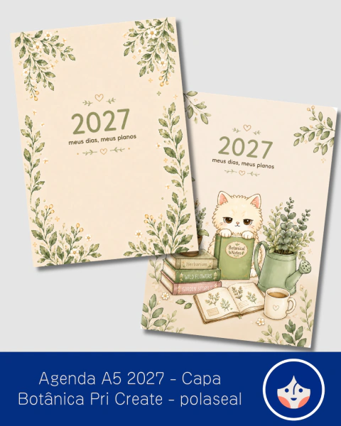 Agenda A5 2027 - Capa e Contracapa Botânica Pri Create - polaseal