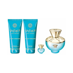 Kit Dylan Turquoise Versace Coffret - Perfume Feminino - EDT + Body Gel + Shower Gel + Miniatura
