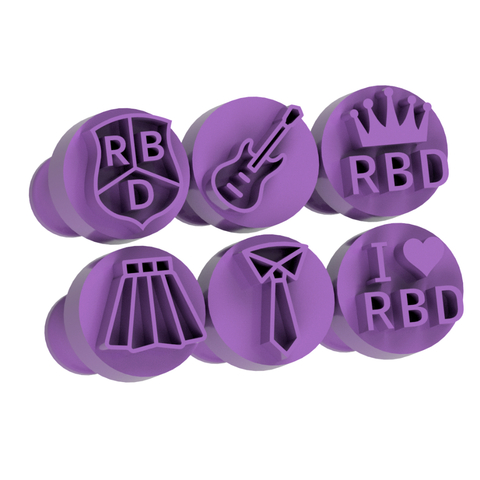 Kit Carimbo Marcador Brigadeiros RBD REBELDE Molde Festa Confeitaria Aniversario Brigadeiro